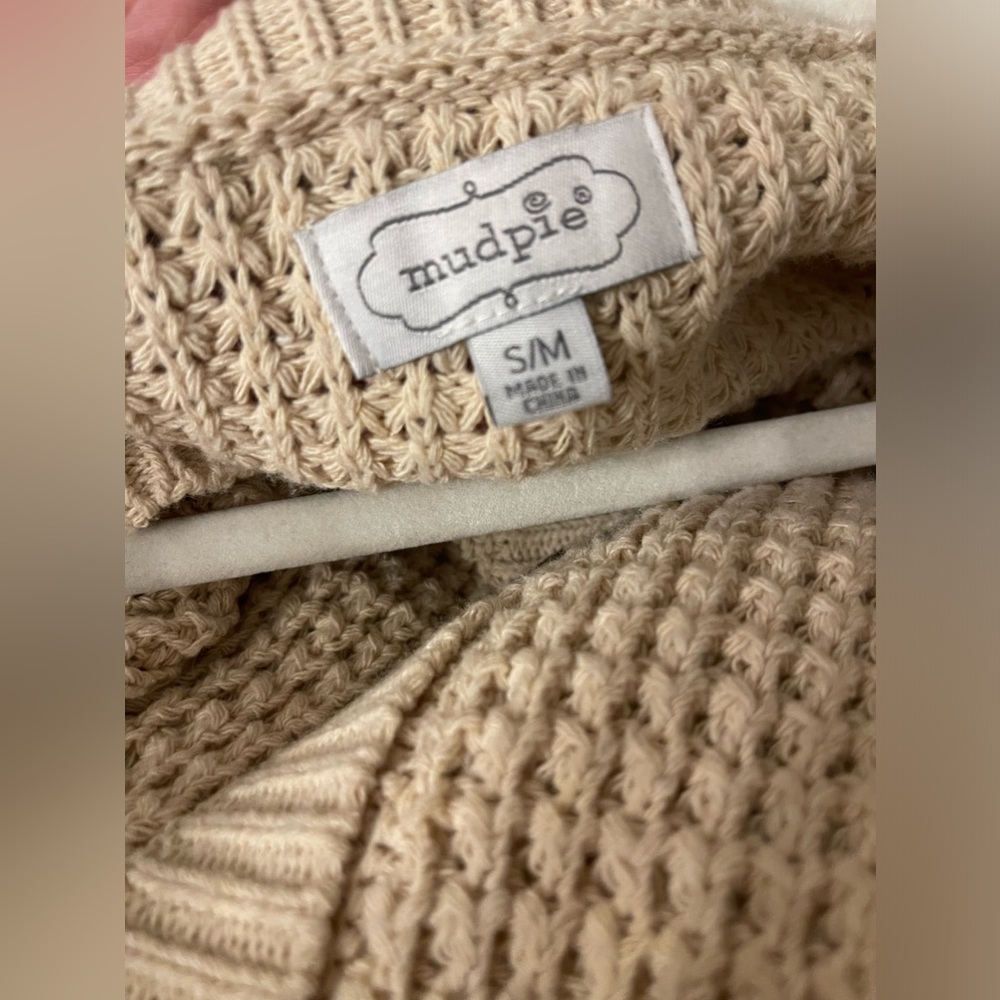 Mudpie Kara Boho Knit Button Front V-Neck Casual Neutral Cardigan Cream S/M - Picture 7 of 7